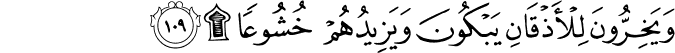 وَيَخِرُّونَ لِلْأَذْقَانِ يَبْكُونَ وَيَزِيدُهُمْ خُشُوعًا ۩ وَيَخِرُّونَ لِلْأَذْقَانِ يَبْكُونَ وَيَزِيدُهُمْ خُشُوعًا ۩