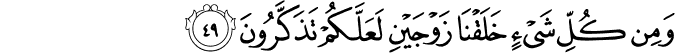 وَمِن كُلِّ شَيْءٍ خَلَقْنَا زَوْجَيْنِ لَعَلَّكُمْ تَذَكَّرُونَ وَمِن كُلِّ شَيْءٍ خَلَقْنَا زَوْجَيْنِ لَعَلَّكُمْ تَذَكَّرُونَ
