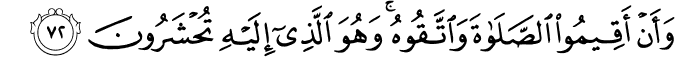 وَأَنْ أَقِيمُوا الصَّلَاةَ وَاتَّقُوهُ ۚ وَهُوَ الَّذِي إِلَيْهِ تُحْشَرُونَ وَأَنْ أَقِيمُوا الصَّلَاةَ وَاتَّقُوهُ ۚ وَهُوَ الَّذِي إِلَيْهِ تُحْشَرُونَ