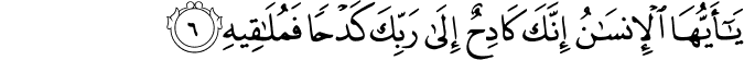 يَا أَيُّهَا الْإِنسَانُ إِنَّكَ كَادِحٌ إِلَىٰ رَبِّكَ كَدْحًا فَمُلَاقِيهِ