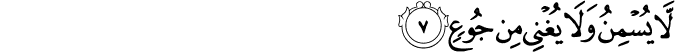 لَّا يُسْمِنُ وَلَا يُغْنِي مِن جُوعٍ لَّا يُسْمِنُ وَلَا يُغْنِي مِن جُوعٍ